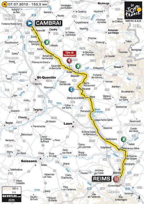 Streckenverlauf Tour de France 2010 - Etappe 4