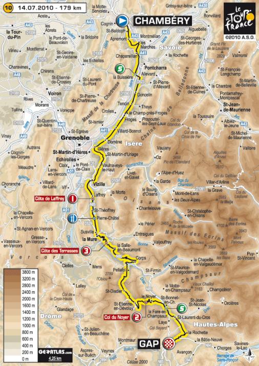 Streckenverlauf Tour de France 2010 - Etappe 10