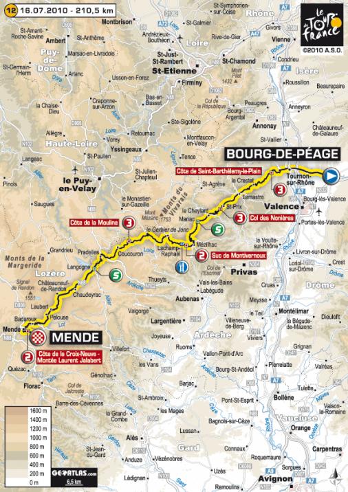 Streckenverlauf Tour de France 2010 - Etappe 12