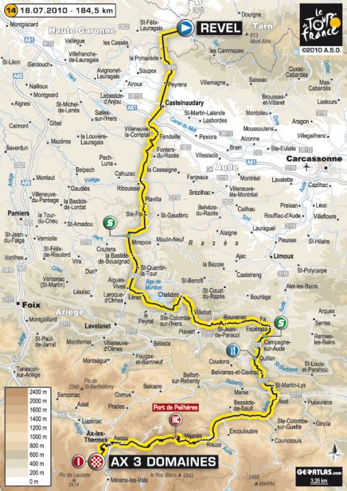 Streckenverlauf Tour de France 2010 - Etappe 14
