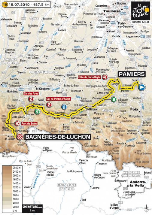 Streckenverlauf Tour de France 2010 - Etappe 15
