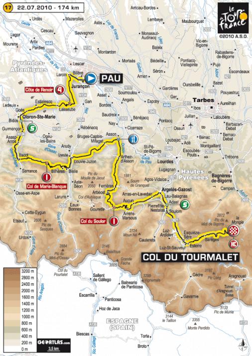 Streckenverlauf Tour de France 2010 - Etappe 17