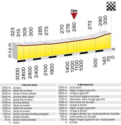 Hhenprofil Tour de Pologne 2010 - Etappe 4, letzte 3 km