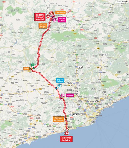 Streckenverlauf Vuelta a España 2010 - Etappe 11