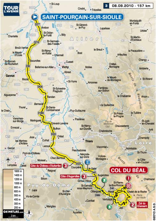 Streckenverlauf Tour de l`Avenir 2010 - Etappe 3