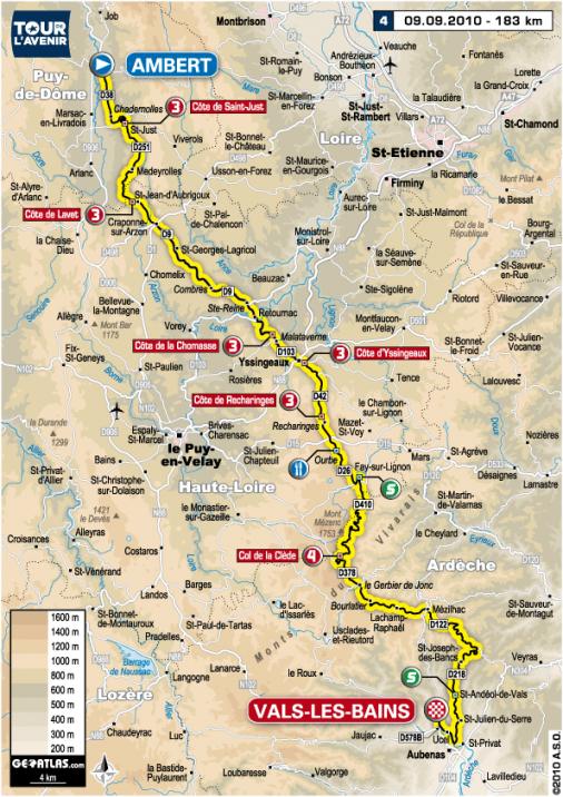 Streckenverlauf Tour de l`Avenir 2010 - Etappe 4