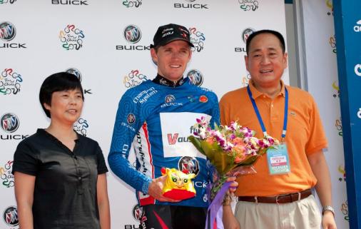 Aaron Kemps im Punktetrikot nach 1. Etappe der Tour of China, Foto: www.bikeman.org