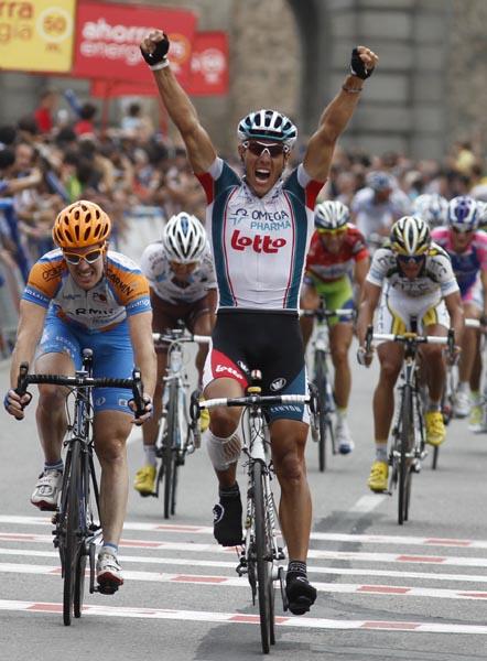 Gilbert zeigt WM-Form auf lngster Etappe der Vuelta a Espaa, Nibali gewinnt wertvolle Sekunden