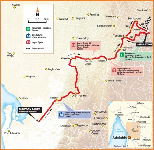 Streckenverlauf Tour Down Under - Etappe 1