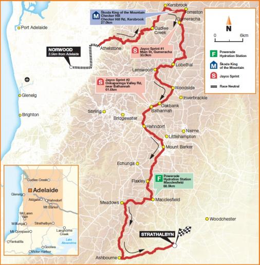 Streckenverlauf Tour Down Under - Etappe 4