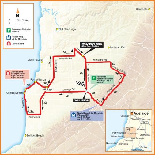 Streckenverlauf Tour Down Under - Etappe 5