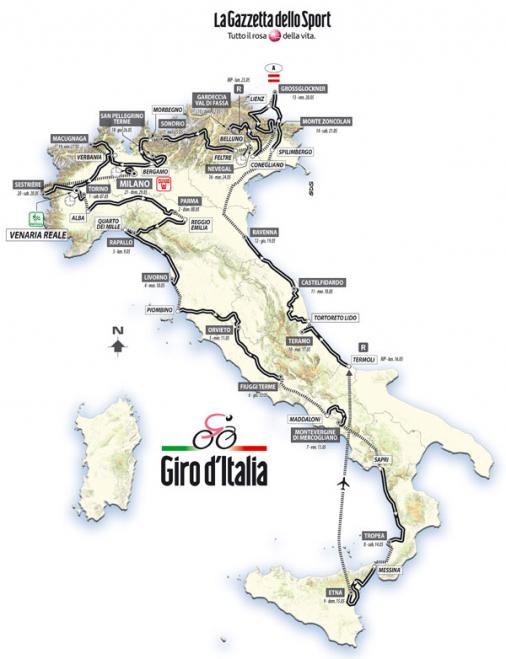 Die Karte des Giro dItalia 2011