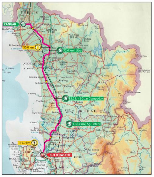 Streckenverlauf Le Tour de Langkawi 2011 - Etappe 2