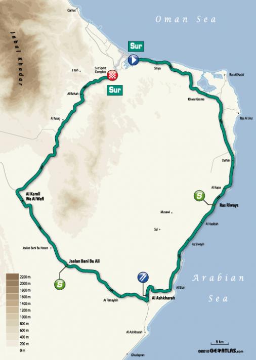 Streckenverlauf Tour of Oman 2011 - Etappe 3