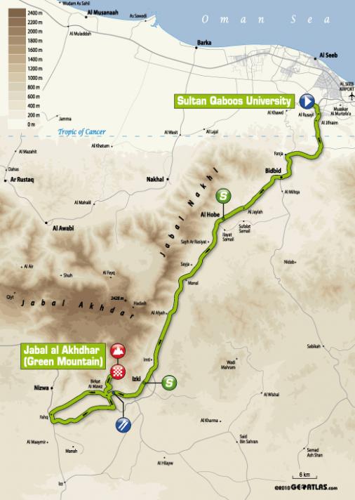 Streckenverlauf Tour of Oman 2011 - Etappe 4