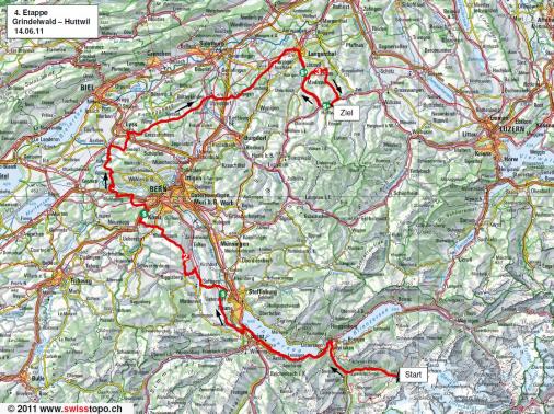 Streckenverlauf Tour de Suisse 2011 - Etappe 4