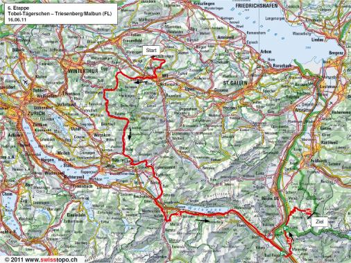 Streckenverlauf Tour de Suisse 2011 - Etappe 6