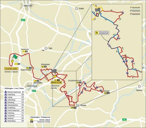 Streckenverlauf Dwars door Vlaanderen / A travers la Flandre 2011