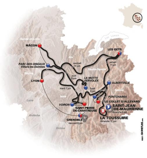 Streckenverlauf Critrium du Dauphin 2011