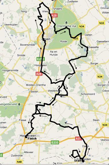 Streckenverlauf Albert Achterhes Ronde van Drenthe 2011 - Etappe 1