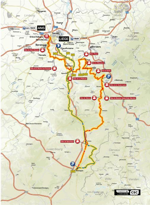 Streckenverlauf Lttich-Bastogne-Lttich 2011