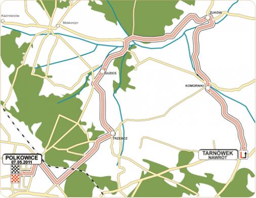 Streckenverlauf Szlakiem Grodw Piastowskich 2011 - Etappe 2