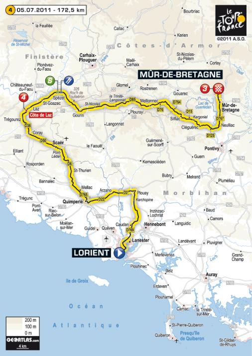 Streckenverlauf Tour de France 2011 - Etappe 4