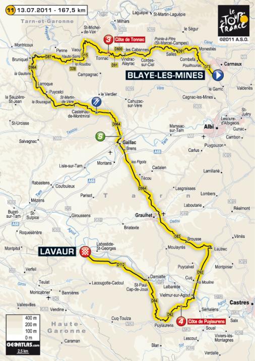 Streckenverlauf Tour de France 2011 - Etappe 11