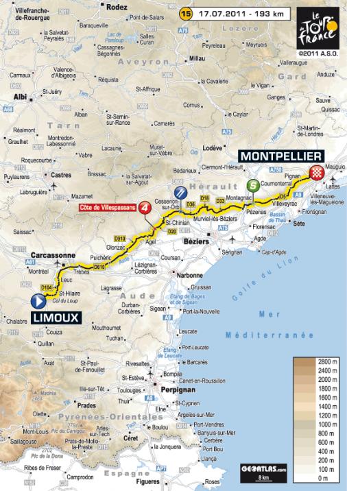 Streckenverlauf Tour de France 2011 - Etappe 15