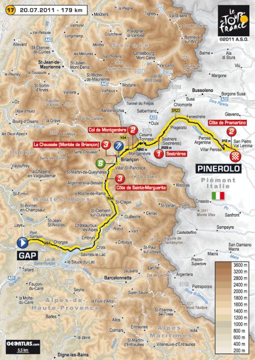 Streckenverlauf Tour de France 2011 - Etappe 17