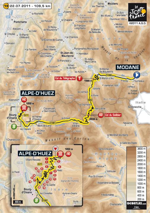 Streckenverlauf Tour de France 2011 - Etappe 19