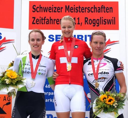 Podest Frauen: Patricia Schwager (2.), Pascale Schnider (1.), Caroline Steffen (3.) (Foto: Swiss Cycling)