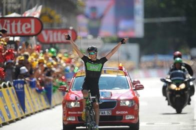 Nach seinem zweiten Platz gestern gewinnt Edvald Boasson Hagen die 17. Etappe der Tour de France 2011 (Foto: www.letour.fr)
