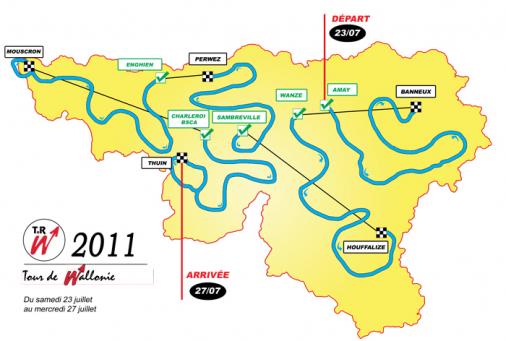 Die bersichtskarte der 32. Tour de Wallonie