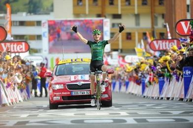 Pierre Rolland sorgt auf der 19. Etappe in Alpe dHuez fr den ersten franzsischen Sieg bei der Tour de France 2011 (Foto: www.letour.fr)