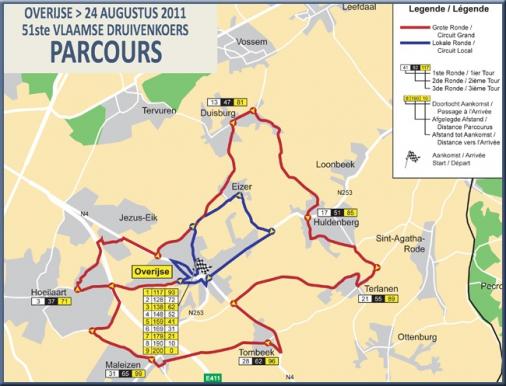 Streckenverlauf Druivenkoers - Overijse 2011