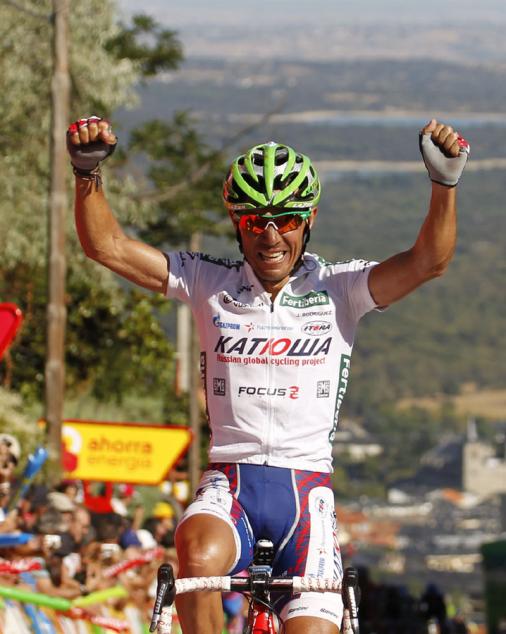 Joaquin Rodriguez im Roten Trikot nach weiterem Sieg an einer steilen Vuelta-Rampe