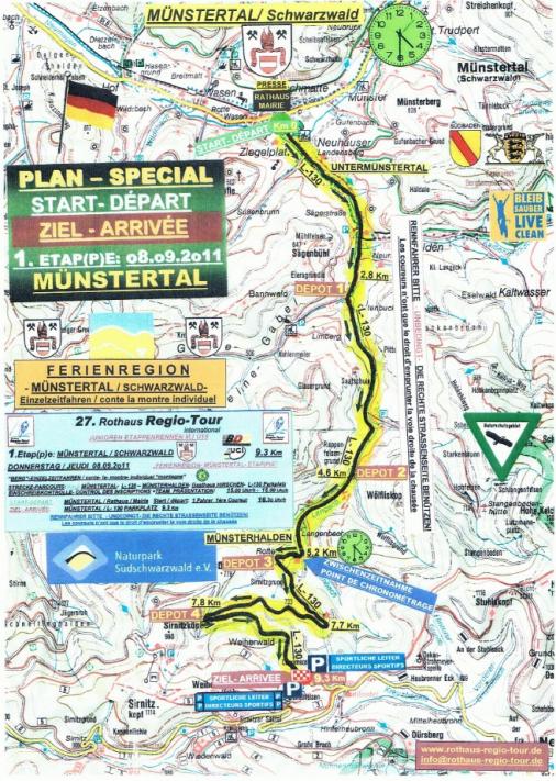 Streckenverlauf Rothaus Regio-Tour International 2011 - Etappe 1