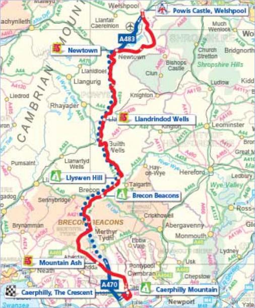 Streckenverlauf Tour of Britain 2011 - Etappe 4