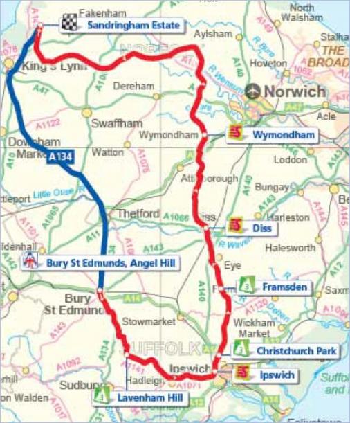 Streckenverlauf Tour of Britain 2011 - Etappe 7
