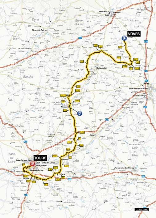 Streckenverlauf Paris - Tours 2011