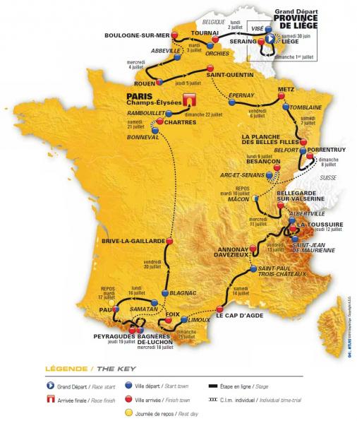 Streckenverlauf Tour de France 2012