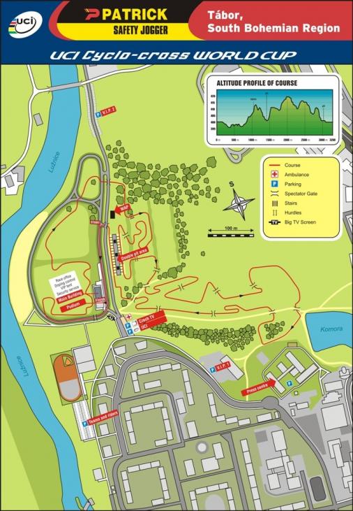 Streckenkarte und Höhenprofil Radcross-Weltcup Plzen