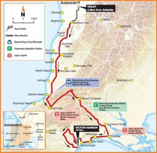 Streckenverlauf Tour Down Under 2012 - Etappe 3