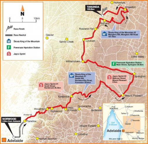 Streckenverlauf Tour Down Under 2012 - Etappe 4