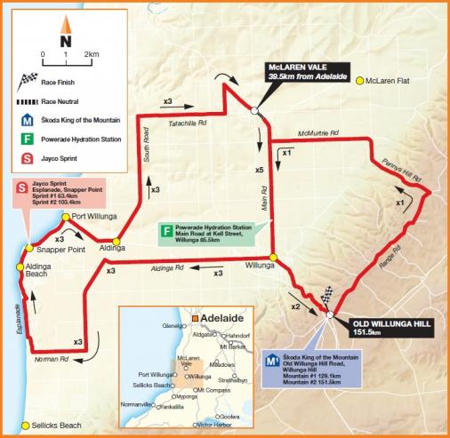 Streckenverlauf Tour Down Under 2012 - Etappe 5