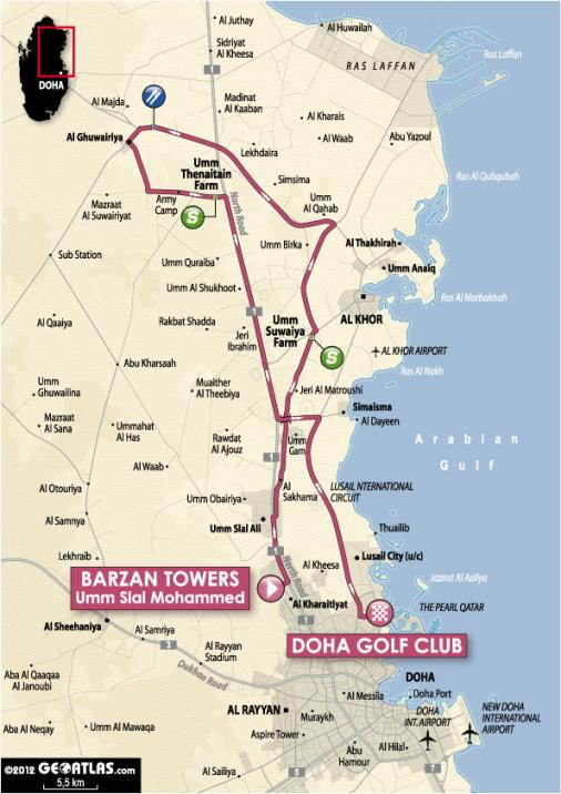 Streckenverlauf Tour of Qatar 2012 - Etappe 1