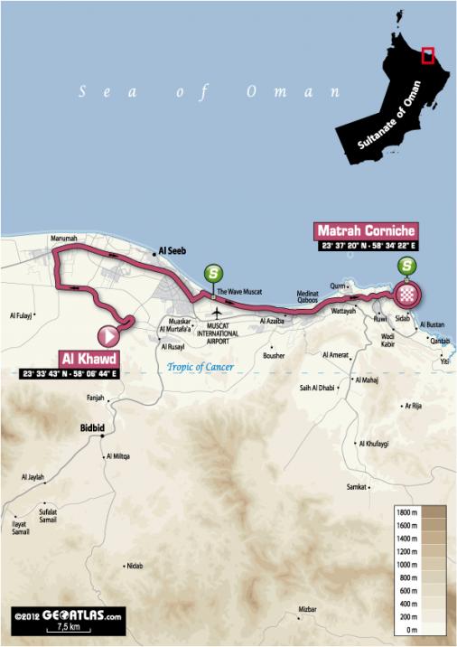 Streckenverlauf Tour of Oman 2012 - Etappe 6