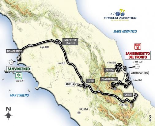 Streckenverlauf Tirreno - Adriatico 2012