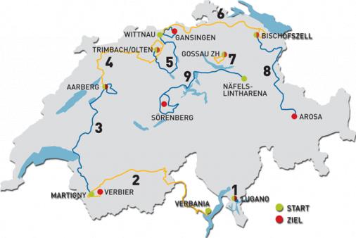 Steckenverlauf Tour de Suisse 2012